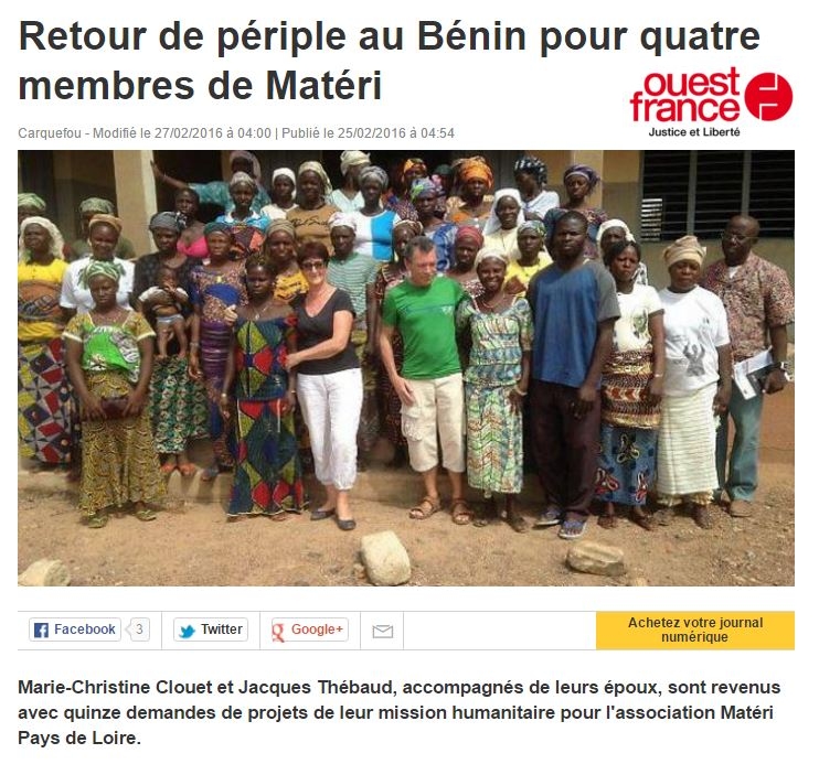 OF 25 fevrier 2016 Retour de periple au Benin